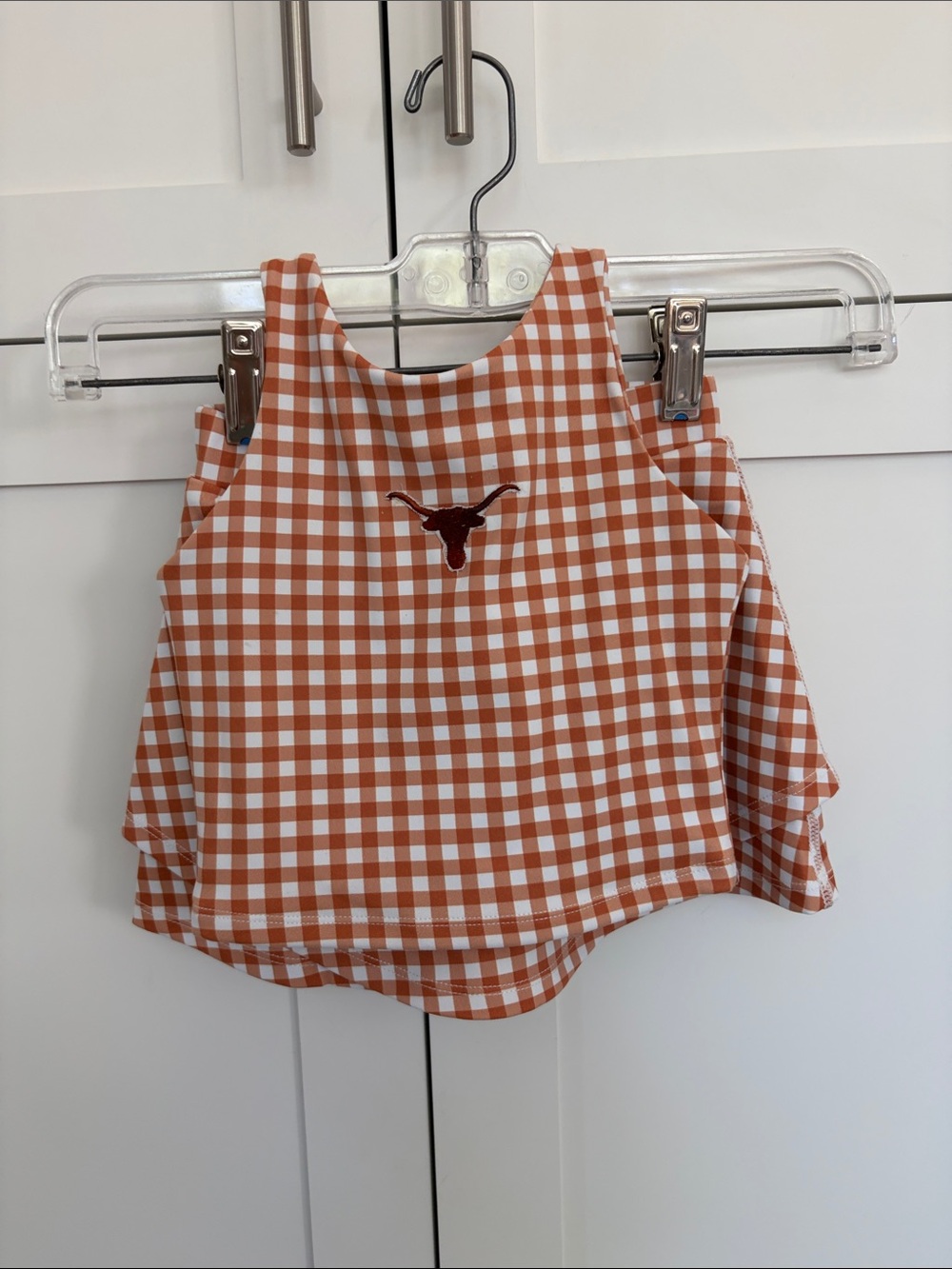 UT Longhorn embroidered Gingham crop top and sport skirt outfit.  NWT 3T